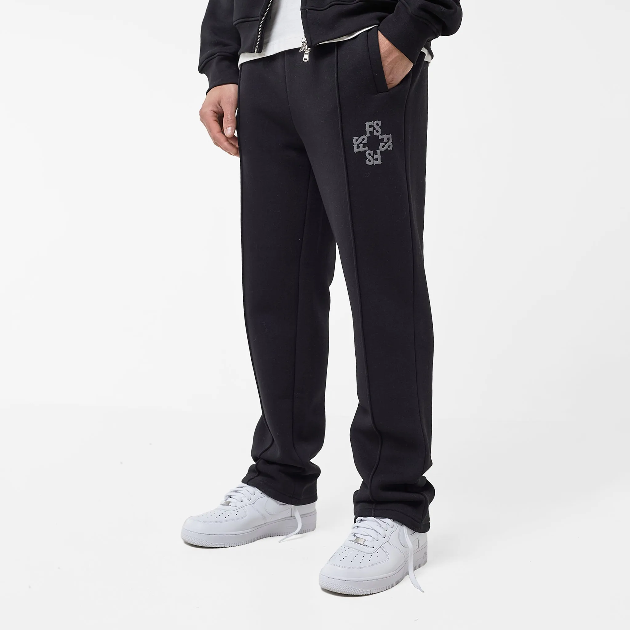 Monogram Open Hem Tracksuit | Black