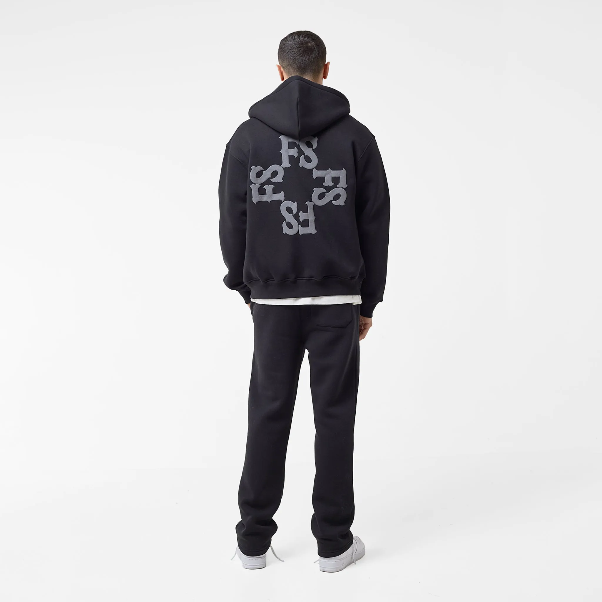 Monogram Open Hem Tracksuit | Black