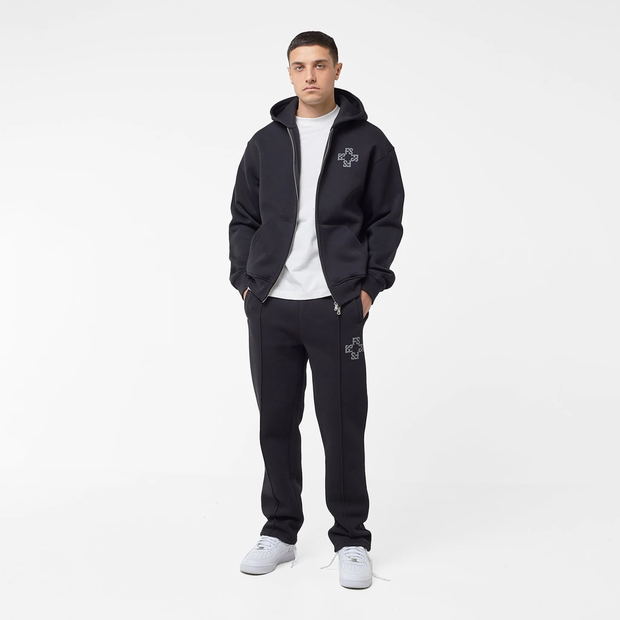 Monogram Open Hem Tracksuit | Black