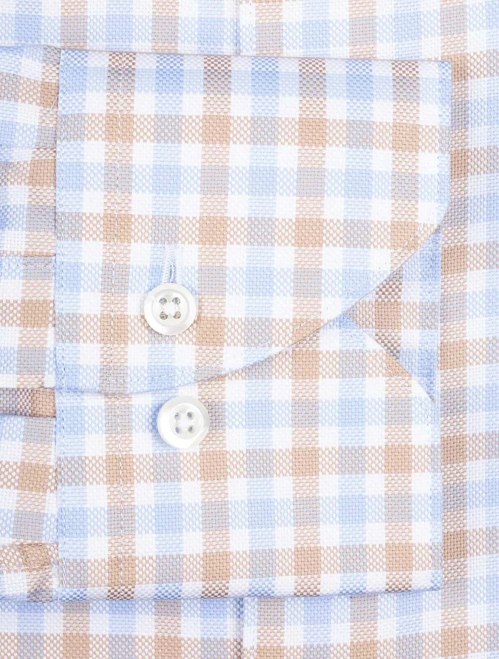 Multi Gingham Check Shirt Beige