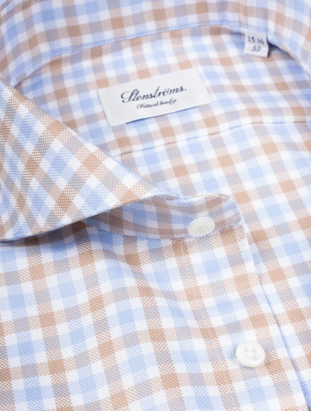 Multi Gingham Check Shirt Beige