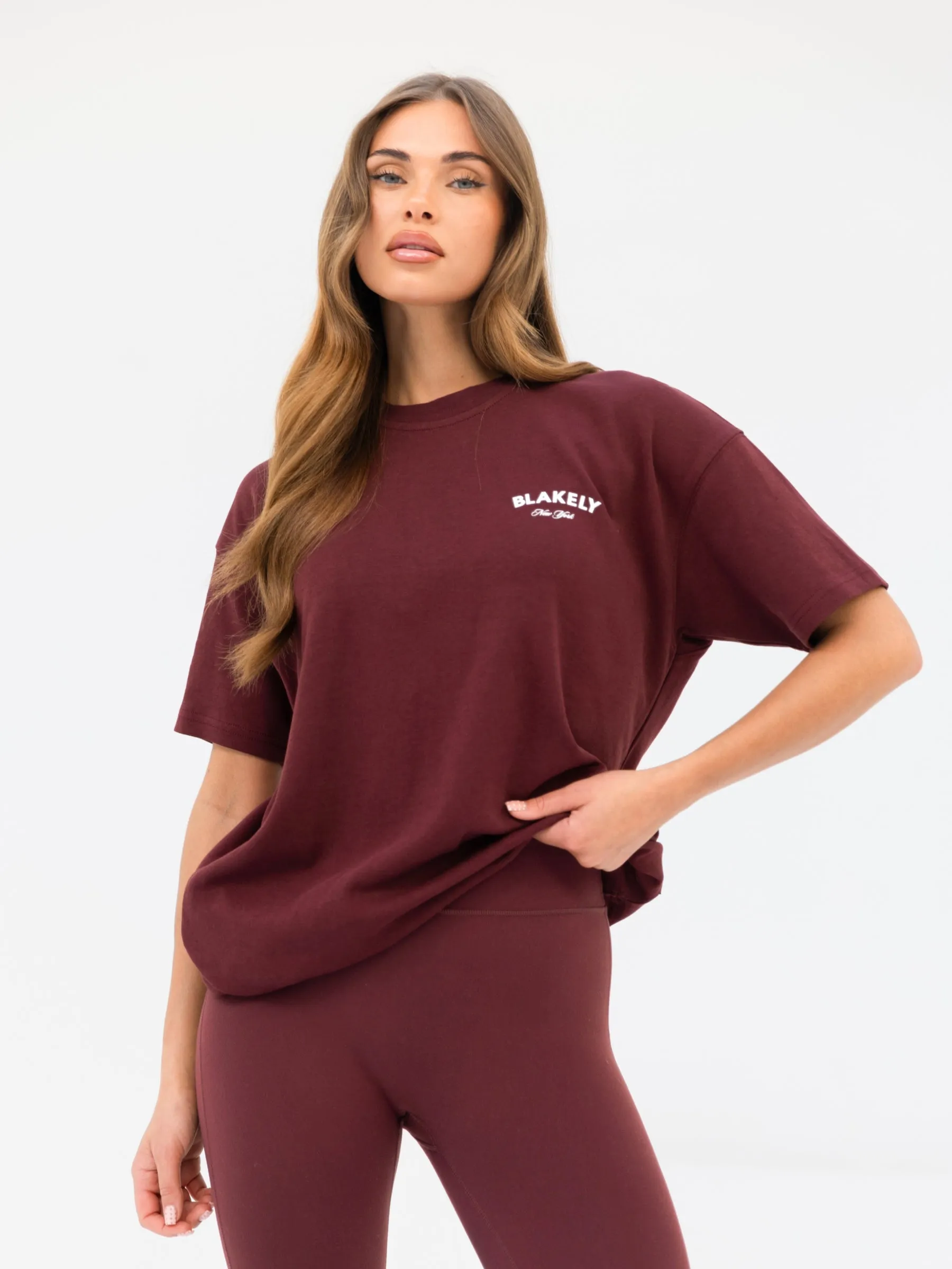 NY Crest Oversized T-Shirt - Classic Burgundy