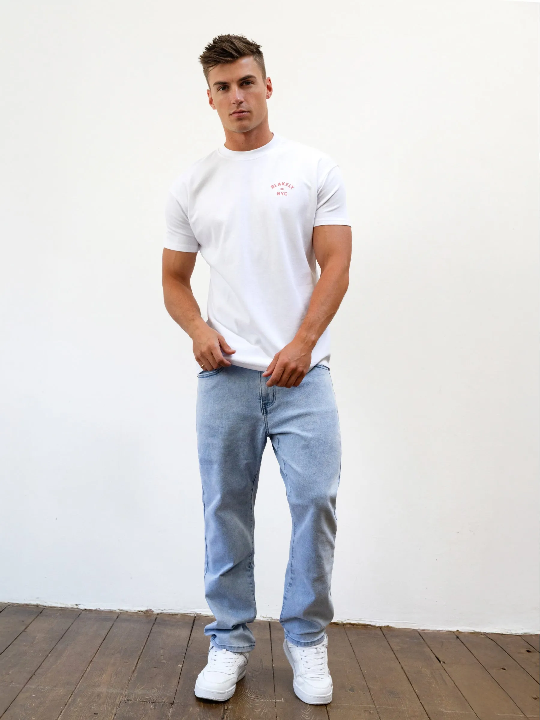 NYC Relaxed T-Shirt - White & Coral