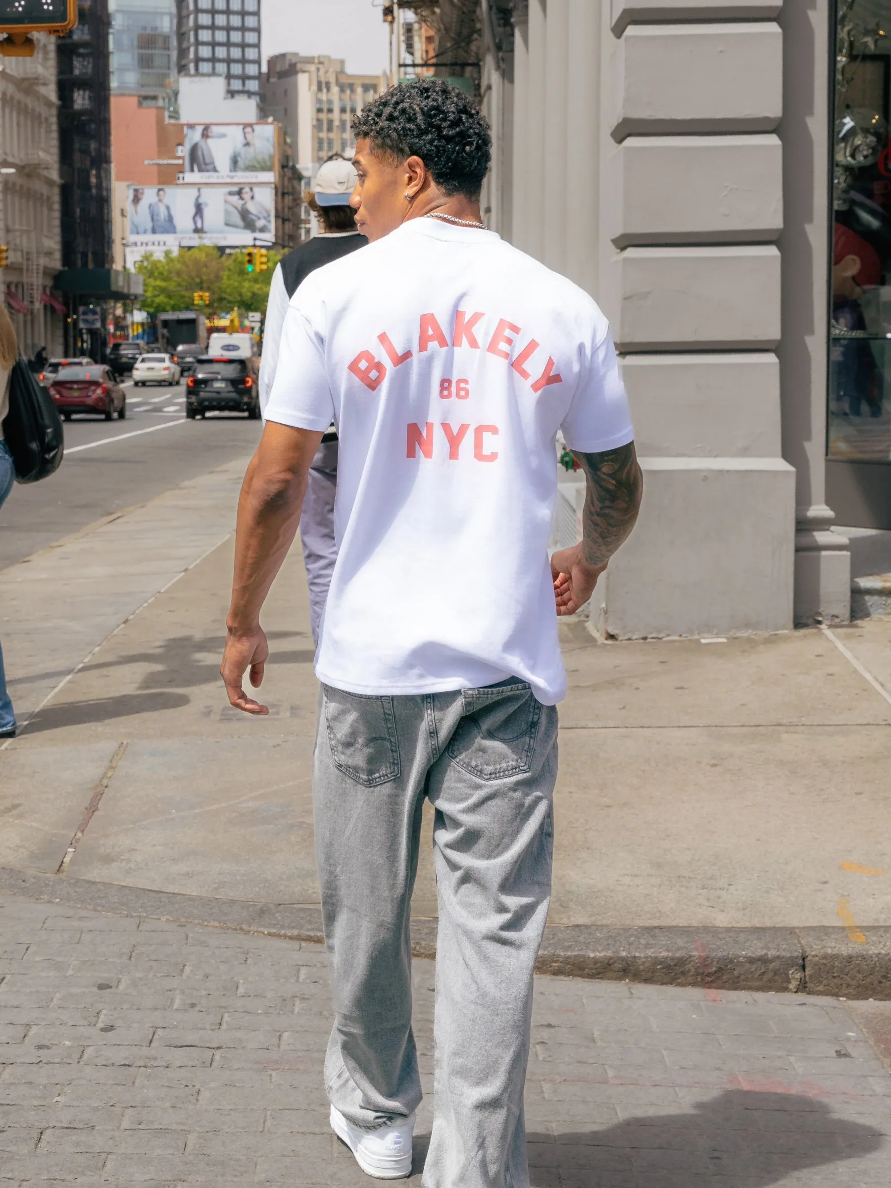 NYC Relaxed T-Shirt - White & Coral