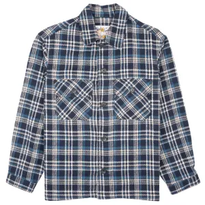 Over Shirt - Triple Yarn Twill Check Brush - Navy