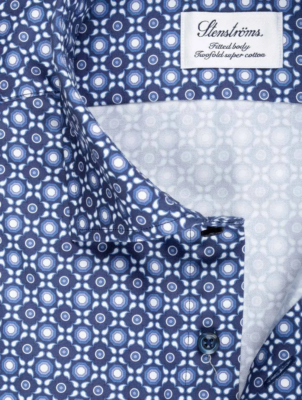 Pattern Fitted Shirt Dark Blue