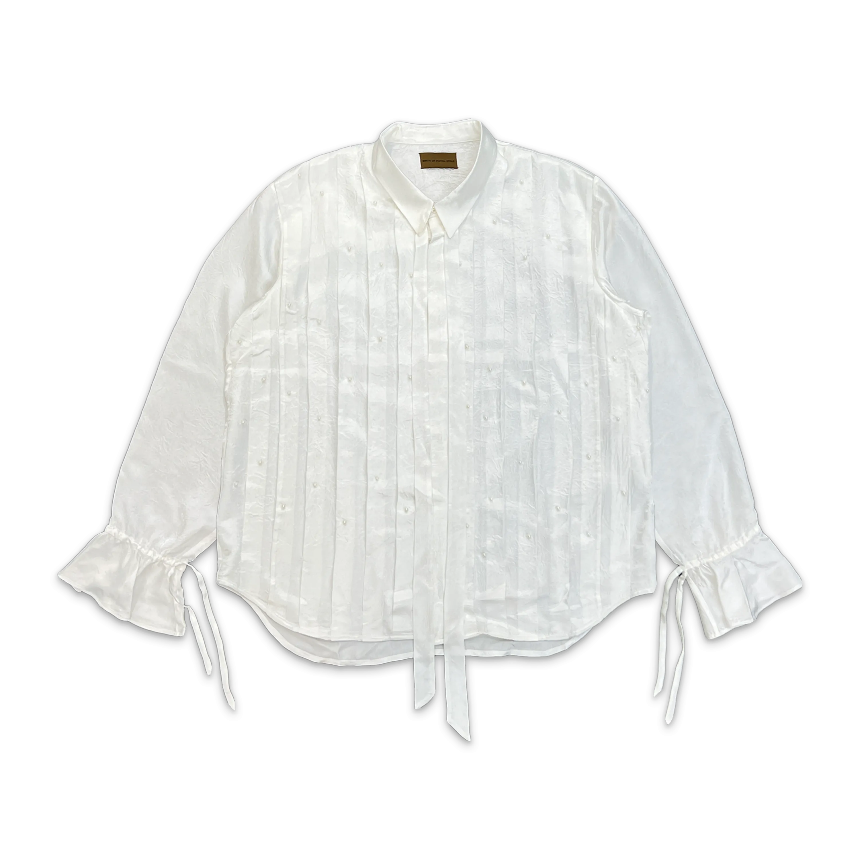 Pearl Pleated Shirt White