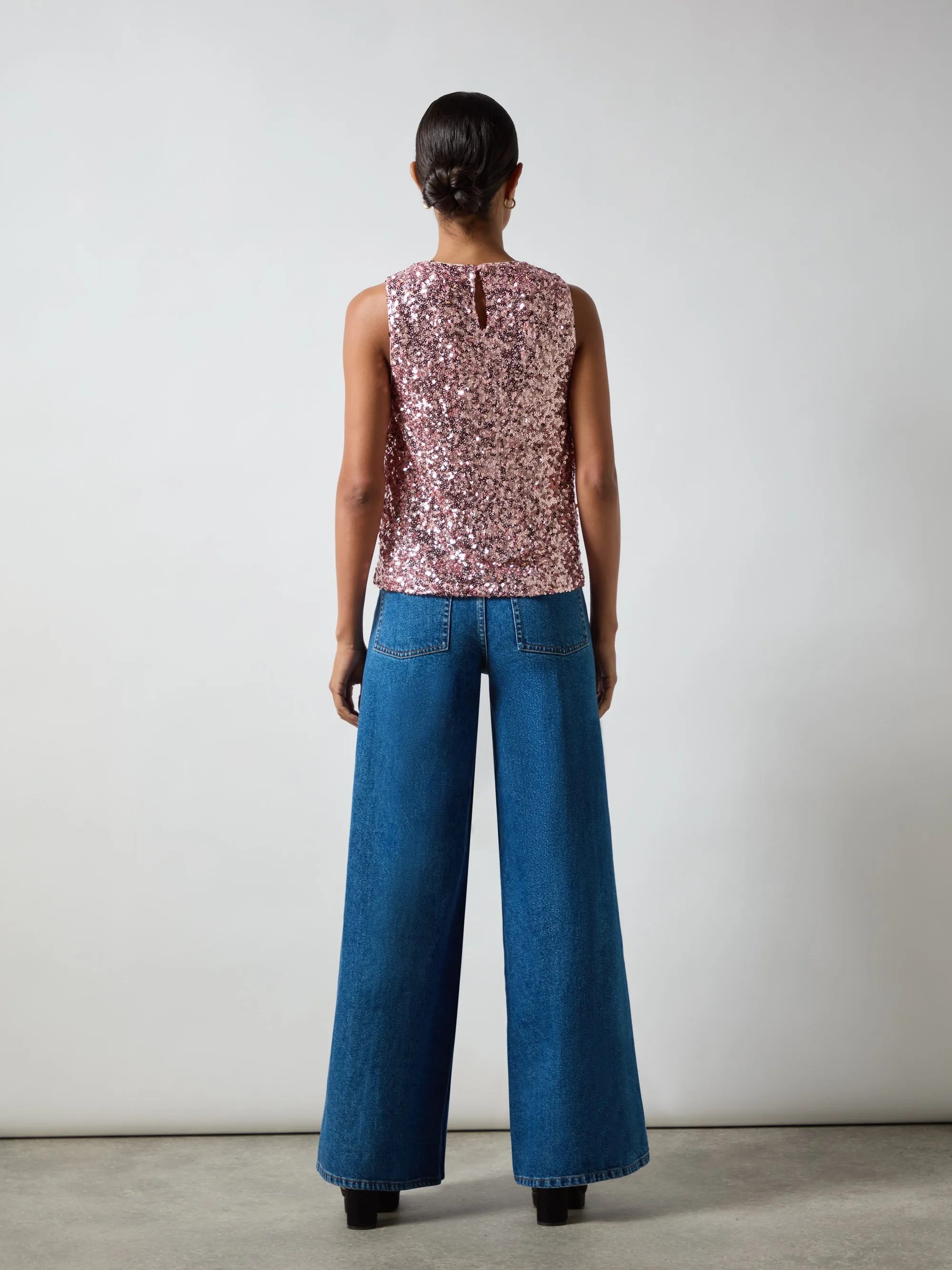 Pink Sequin Shell Top