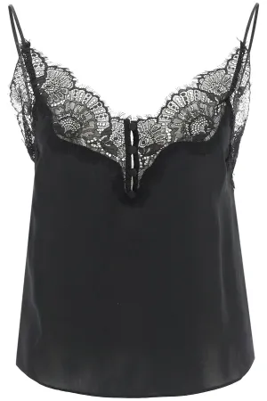 Pinko Lace Detailed Spaghetti Strap Top