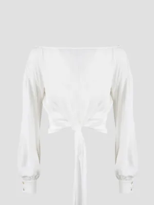Pinko Round-Neck Knot-Detailed Blouse