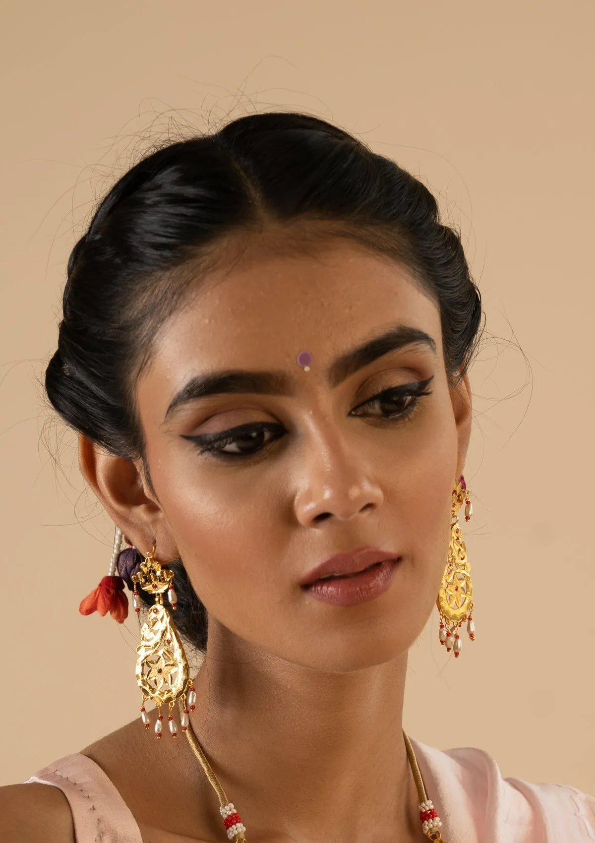 Roopa Gold Tone Silver Earrings