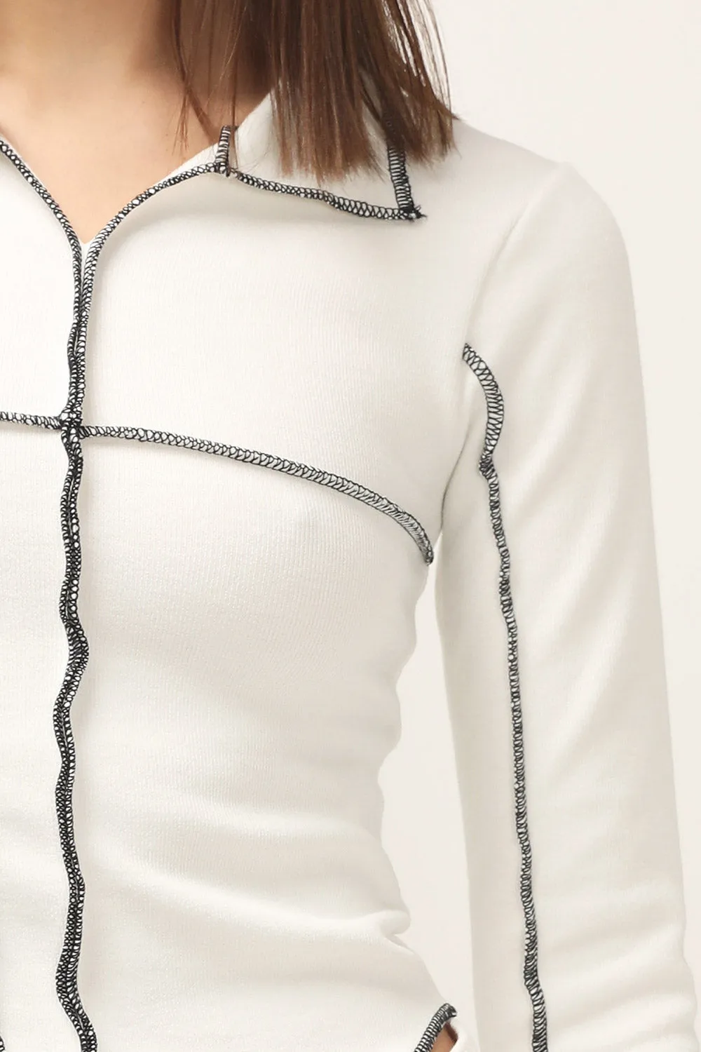 Rory Contrast Stitch Top