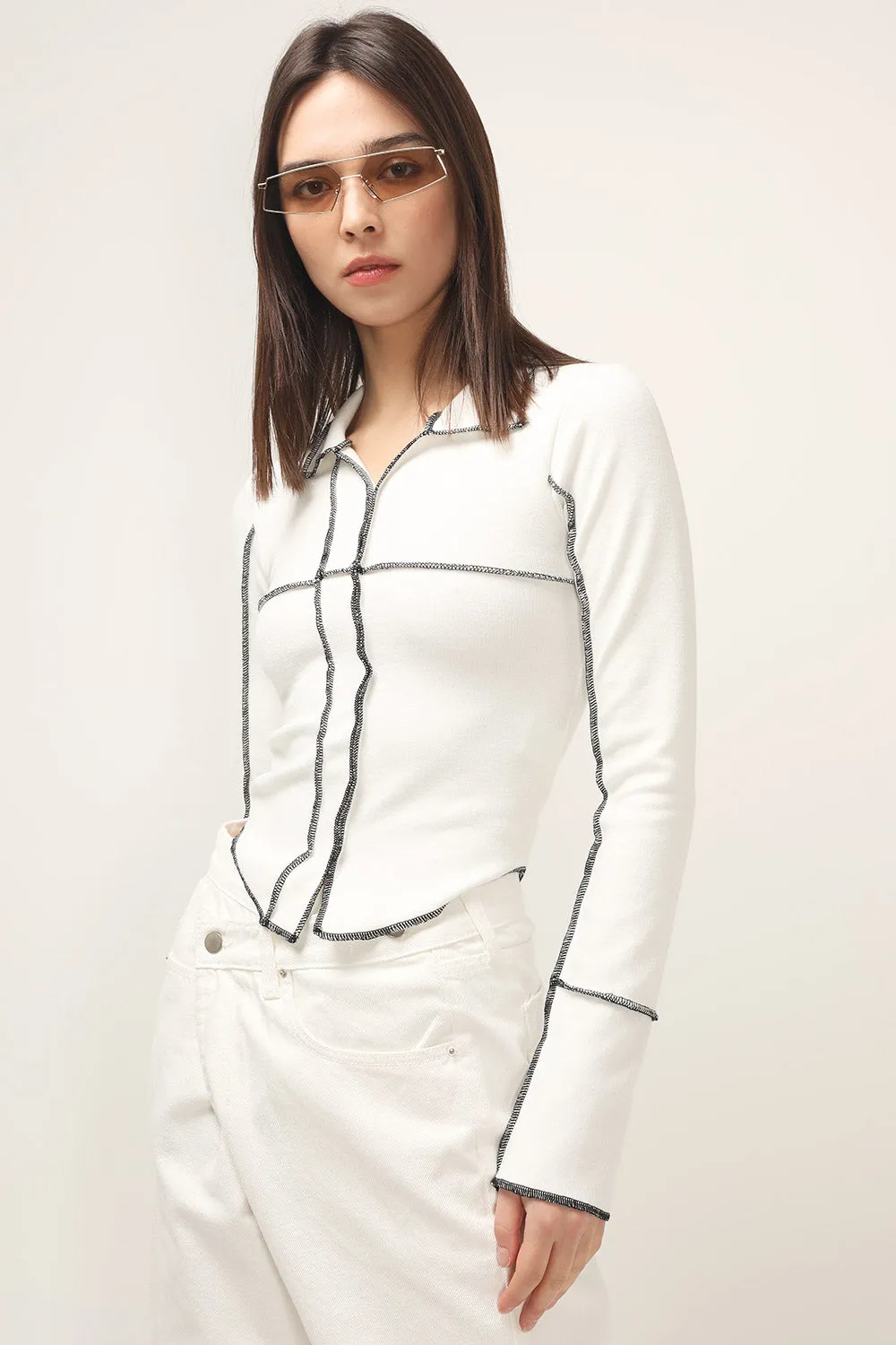 Rory Contrast Stitch Top