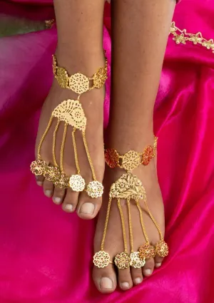 Rukmini Gold Tone Silver PairPhool