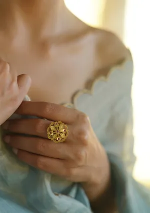 Saaru Handmade Gold Tone Silver Ring