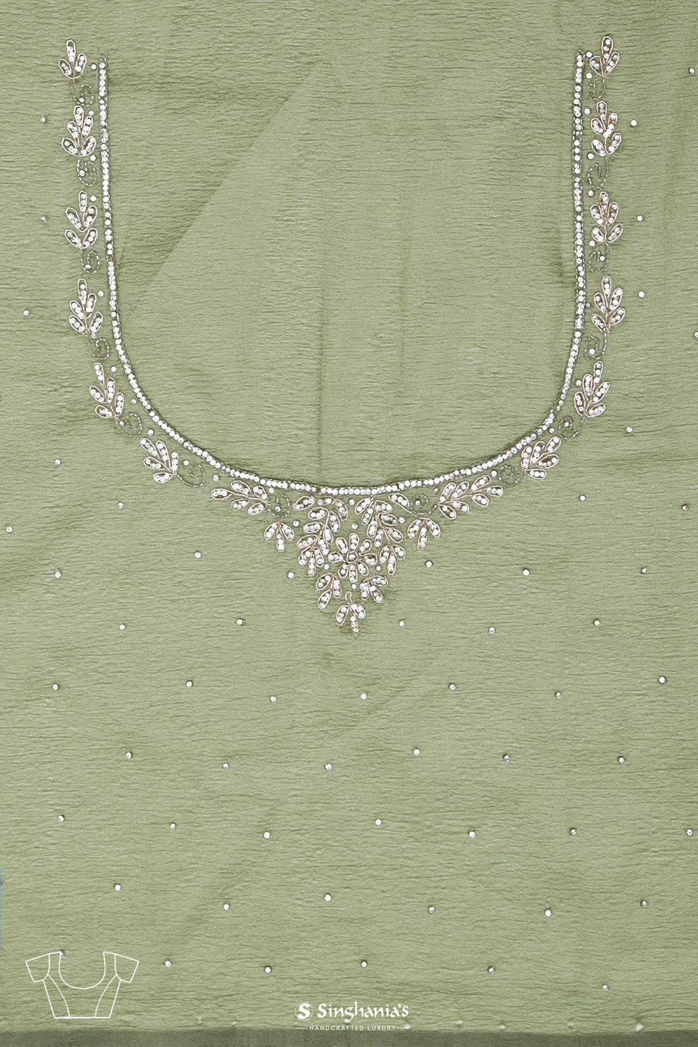 Sage Green Handcrafted Tissue Saree