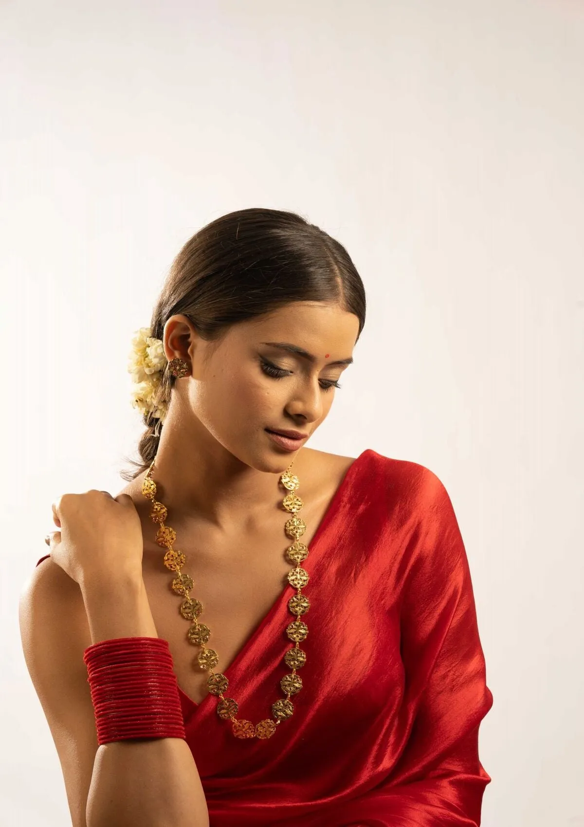 Santoshi Gold Tone Silver Necklace