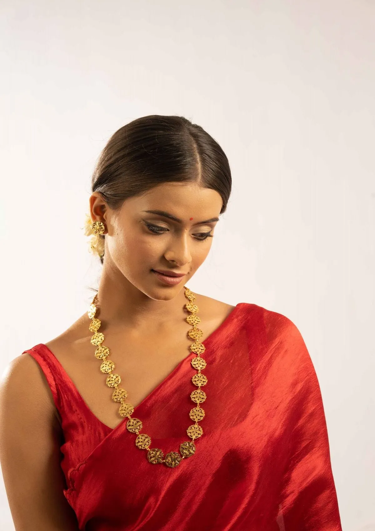 Santoshi Gold Tone Silver Necklace