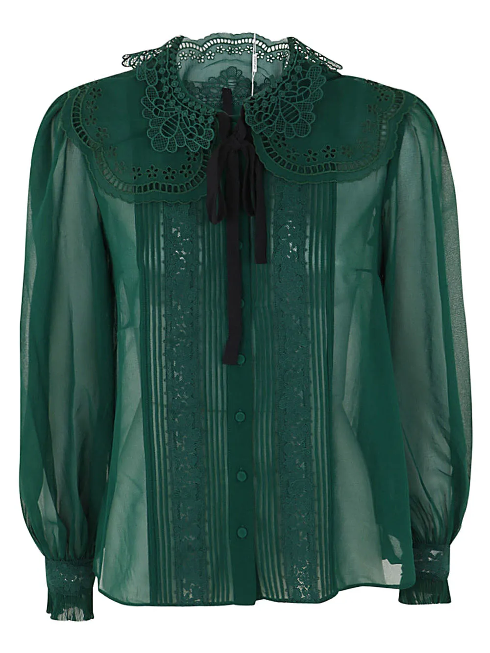 Self-Portrait Tie-Neck Lace Detailed Blouse