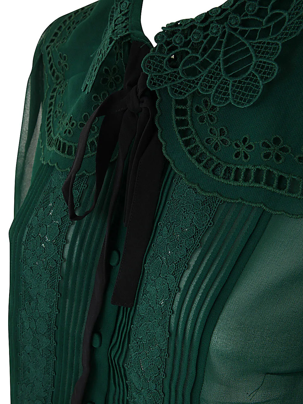 Self-Portrait Tie-Neck Lace Detailed Blouse