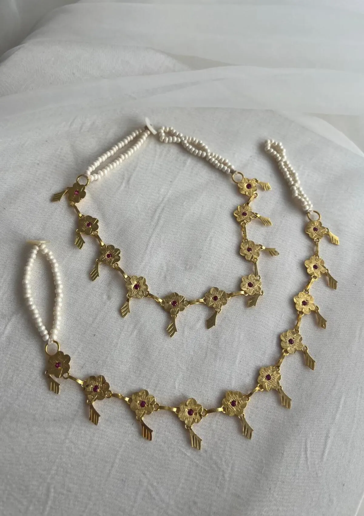 Sheeni Gold Tone Silver Anklets- Set of 2