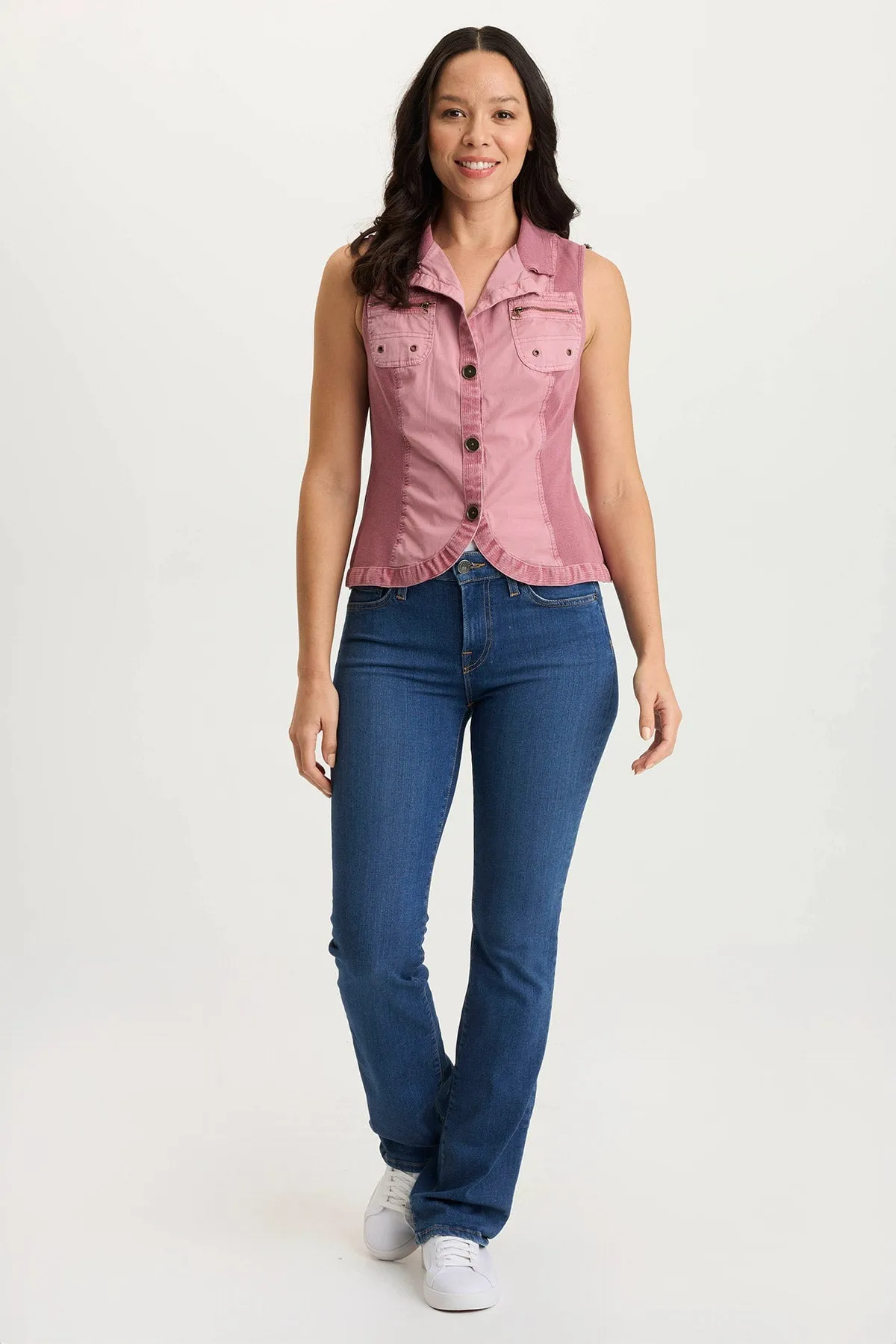 Shelton Poplin/Ribbed Zipper Pocket Vest