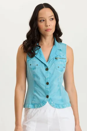 Shelton Poplin/Ribbed Zipper Pocket Vest