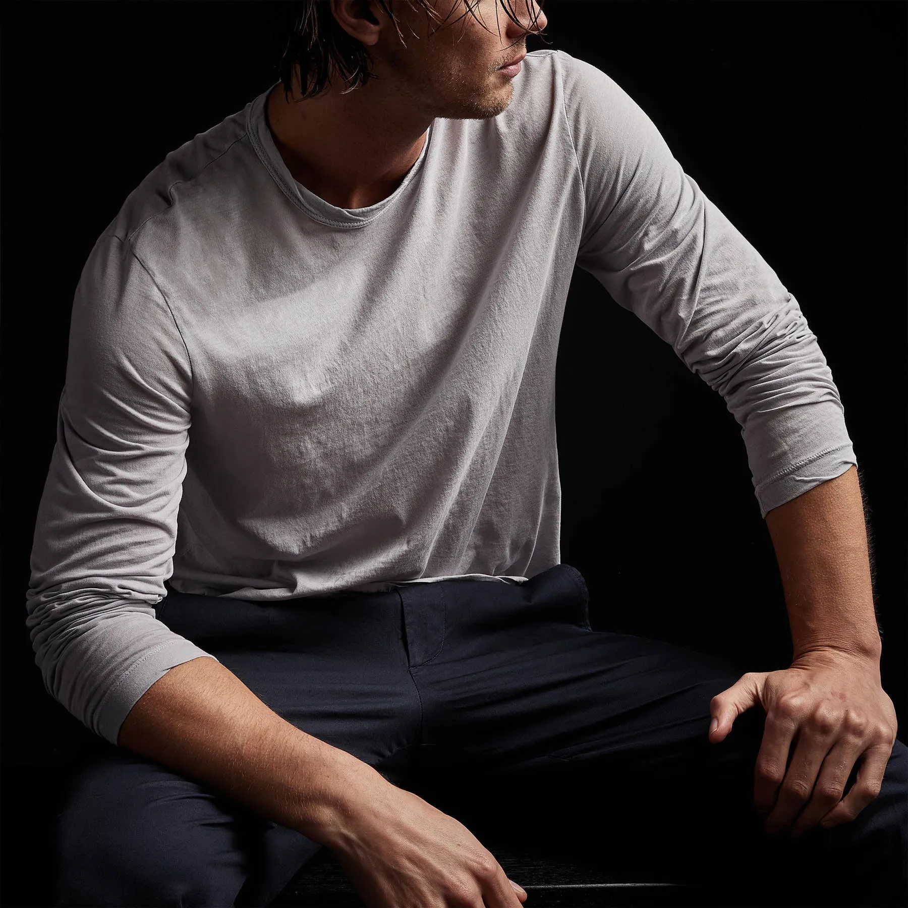 Shirttail Hem Crew - Arctic Pigment