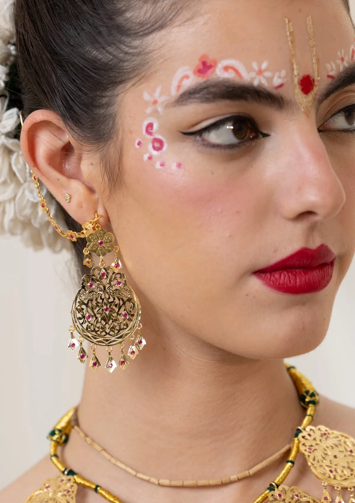 Sitaara Gold Tone Silver Earrings