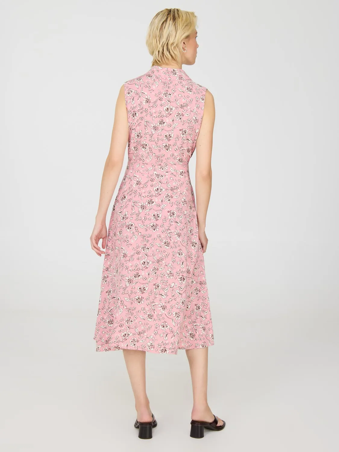 Sleeveless Floral Print Midi Dress