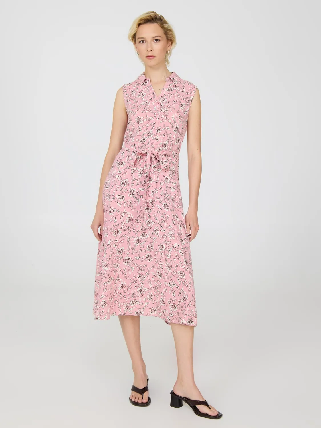Sleeveless Floral Print Midi Dress