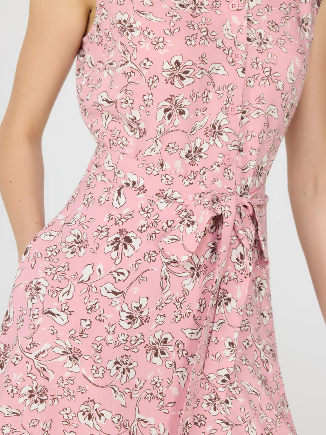 Sleeveless Floral Print Midi Dress