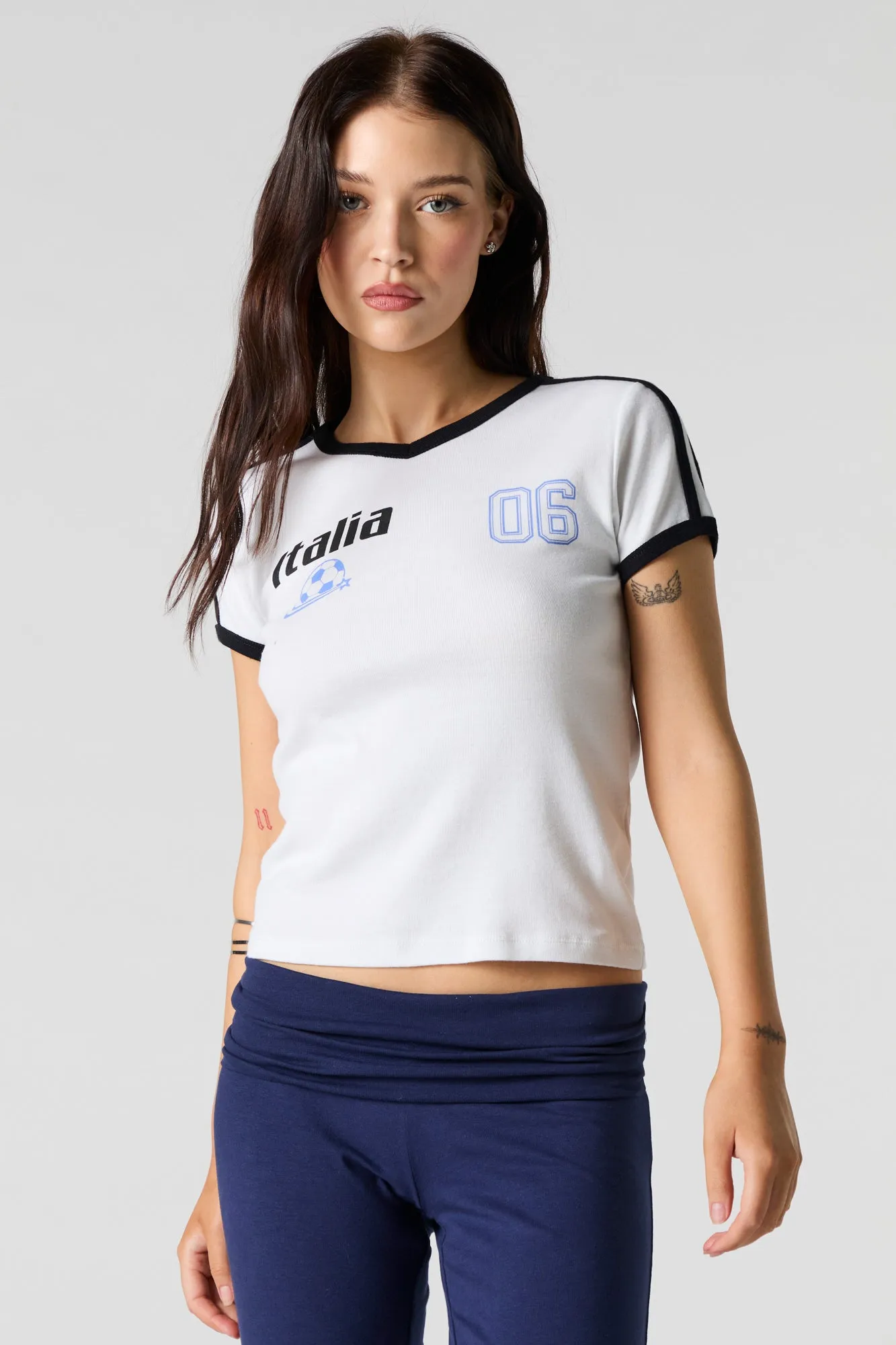 Sporty Graphic Ringer T-Shirt
