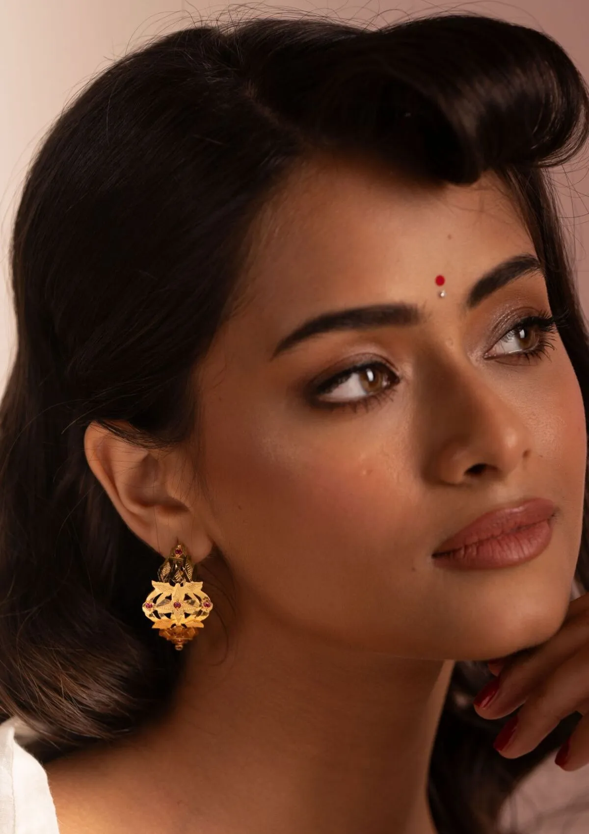 Sridevi Gold Tone Silver Earrings