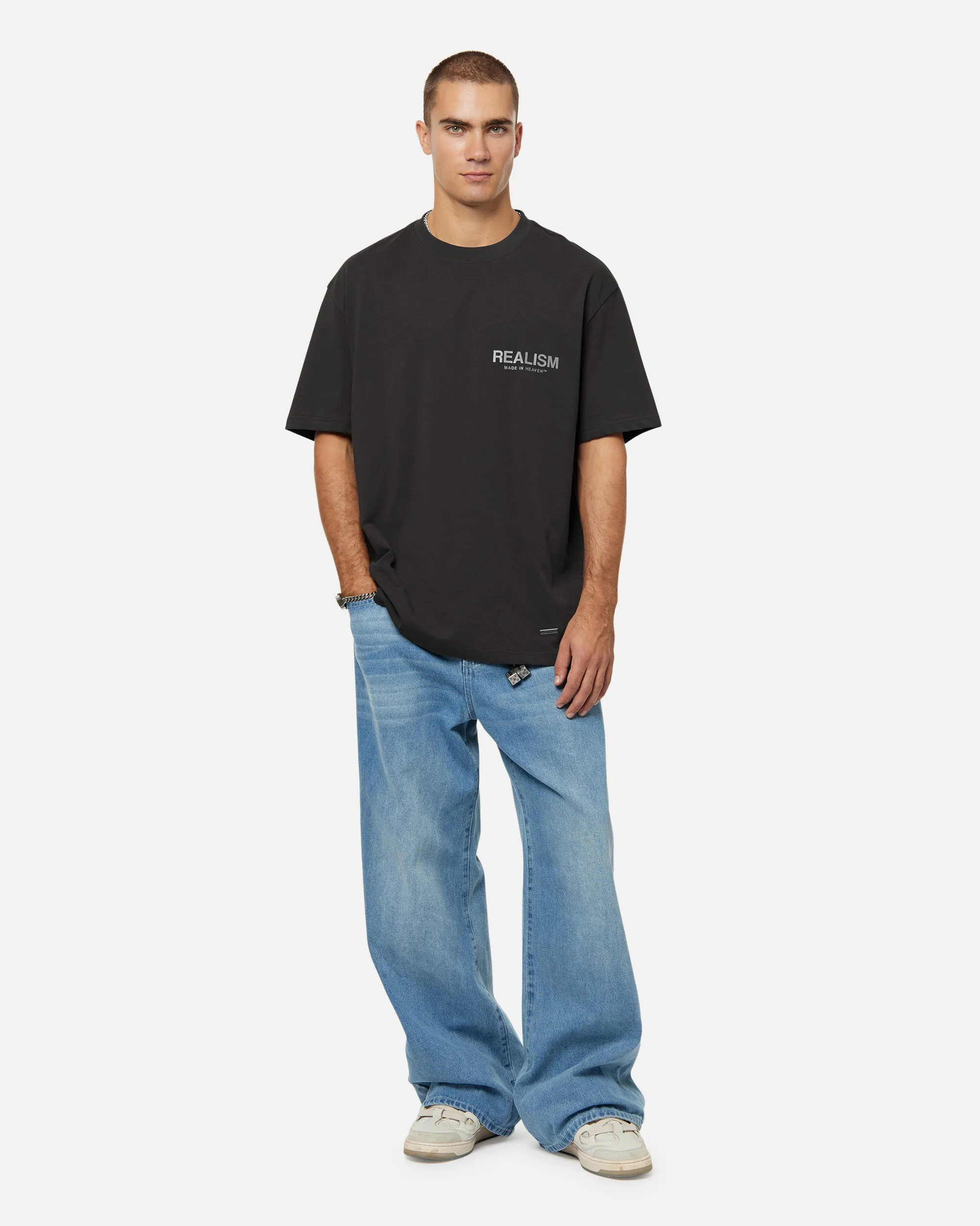 SSS REALISM HEAVEN LOGO REFLECTIVE TEE MOON ASH