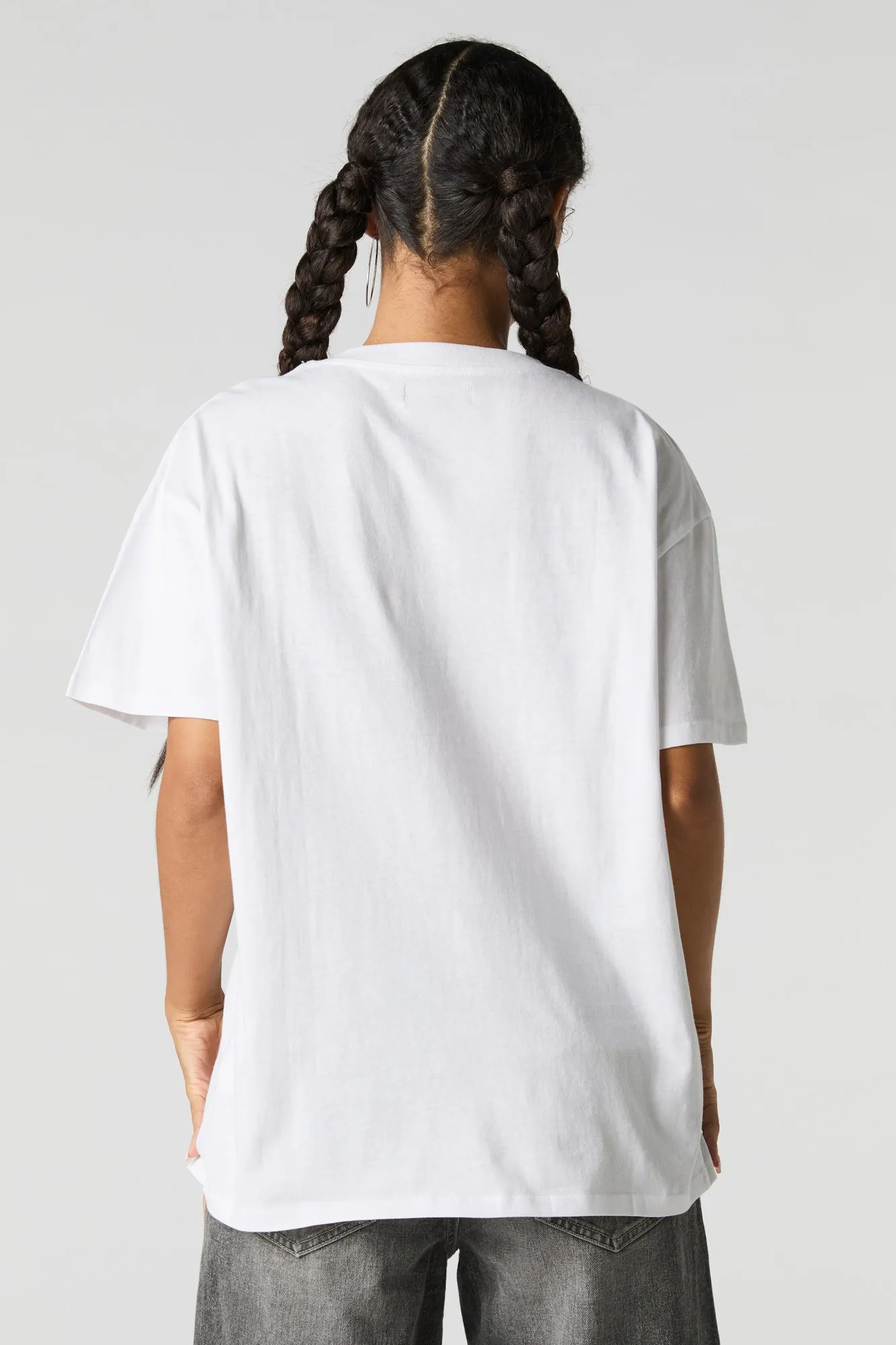 T-shirt coupe garçonne à encolure en V et imprimé Sporty