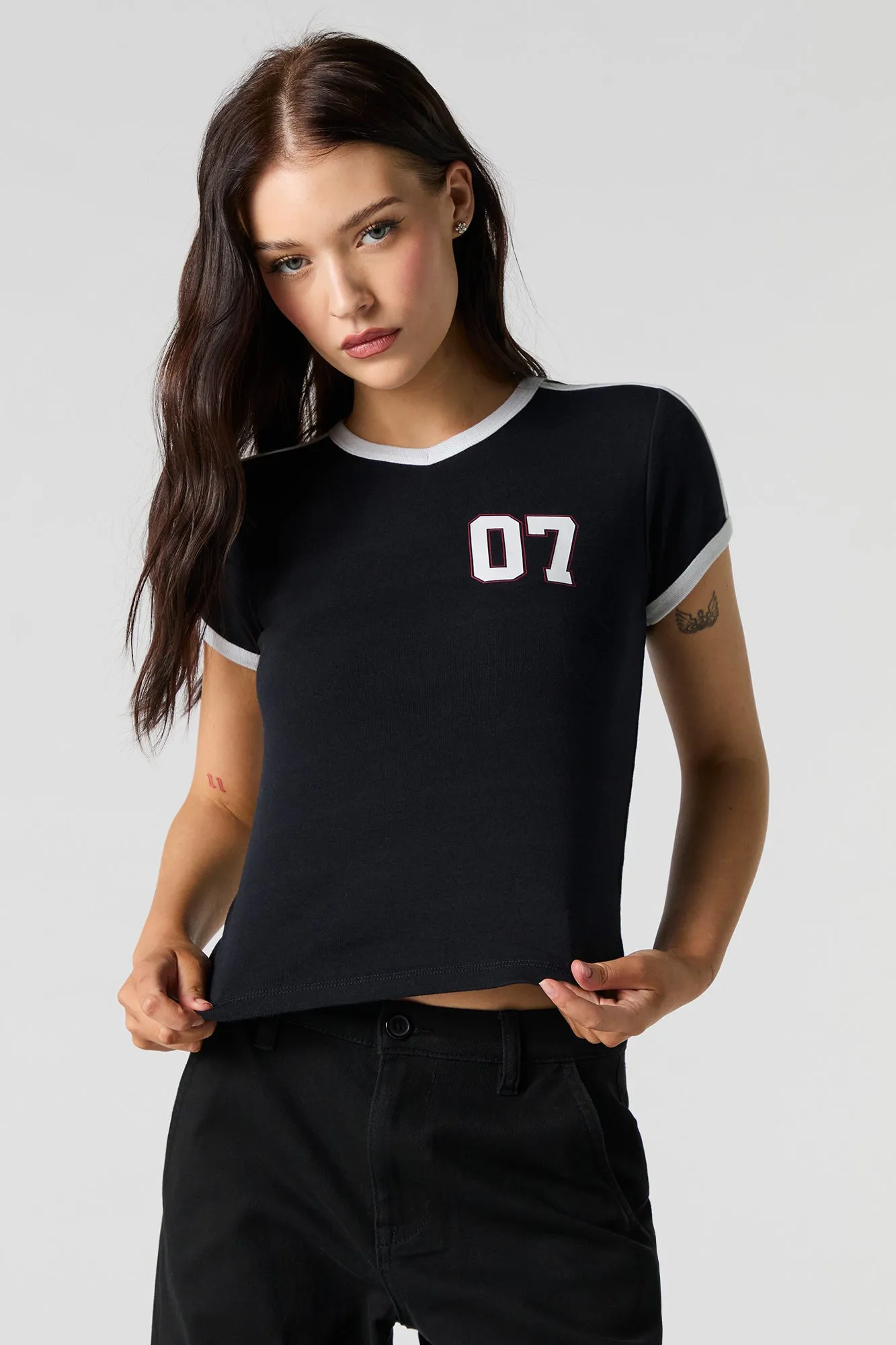T-shirt à liséré contrastant avec imprimé Sporty
