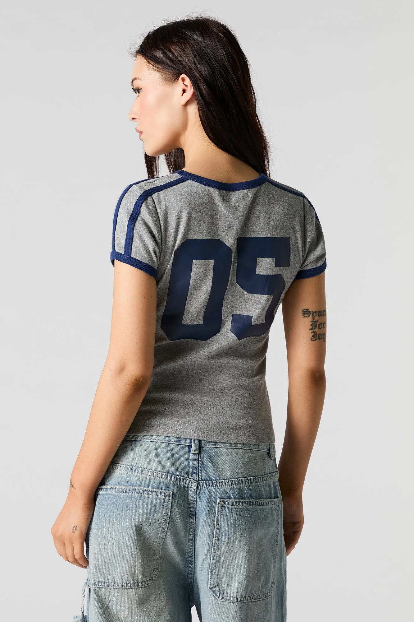T-shirt à liséré contrastant avec imprimé Sporty
