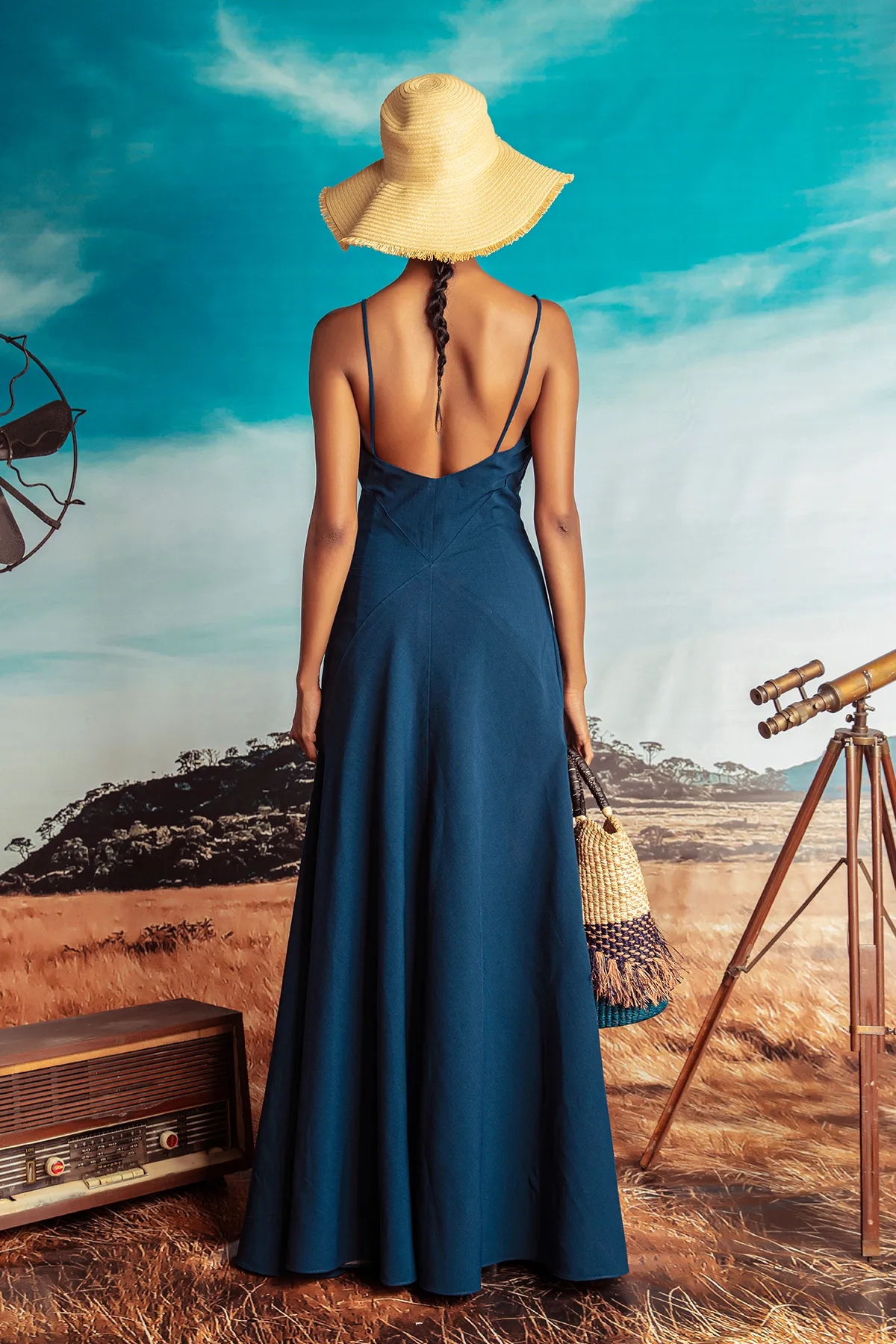 Teal Georgette Long Gown
