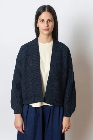 Tessellated Textured Easy Cardigan - Darkest Navy