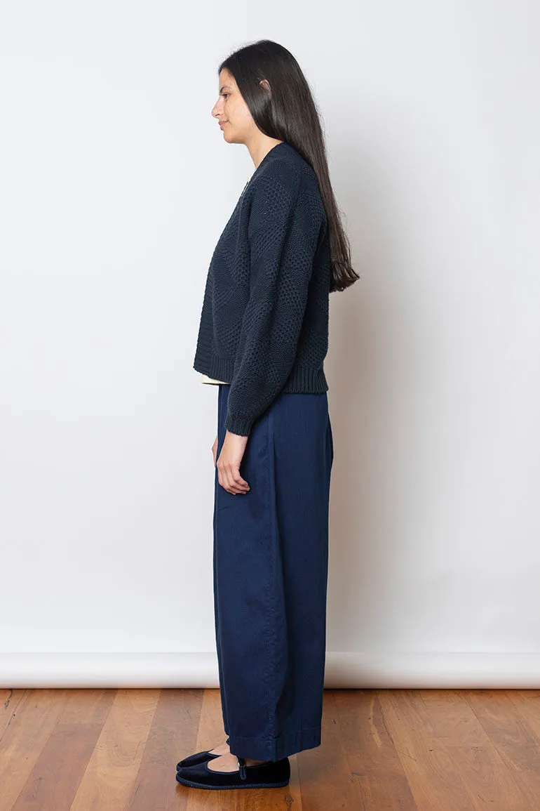 Tessellated Textured Easy Cardigan - Darkest Navy