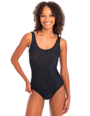 Textured Black Patchwork One Piece