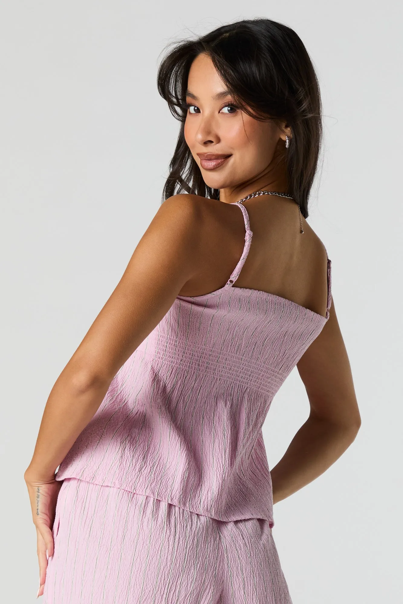 Textured Striped Scoop Neck Cami