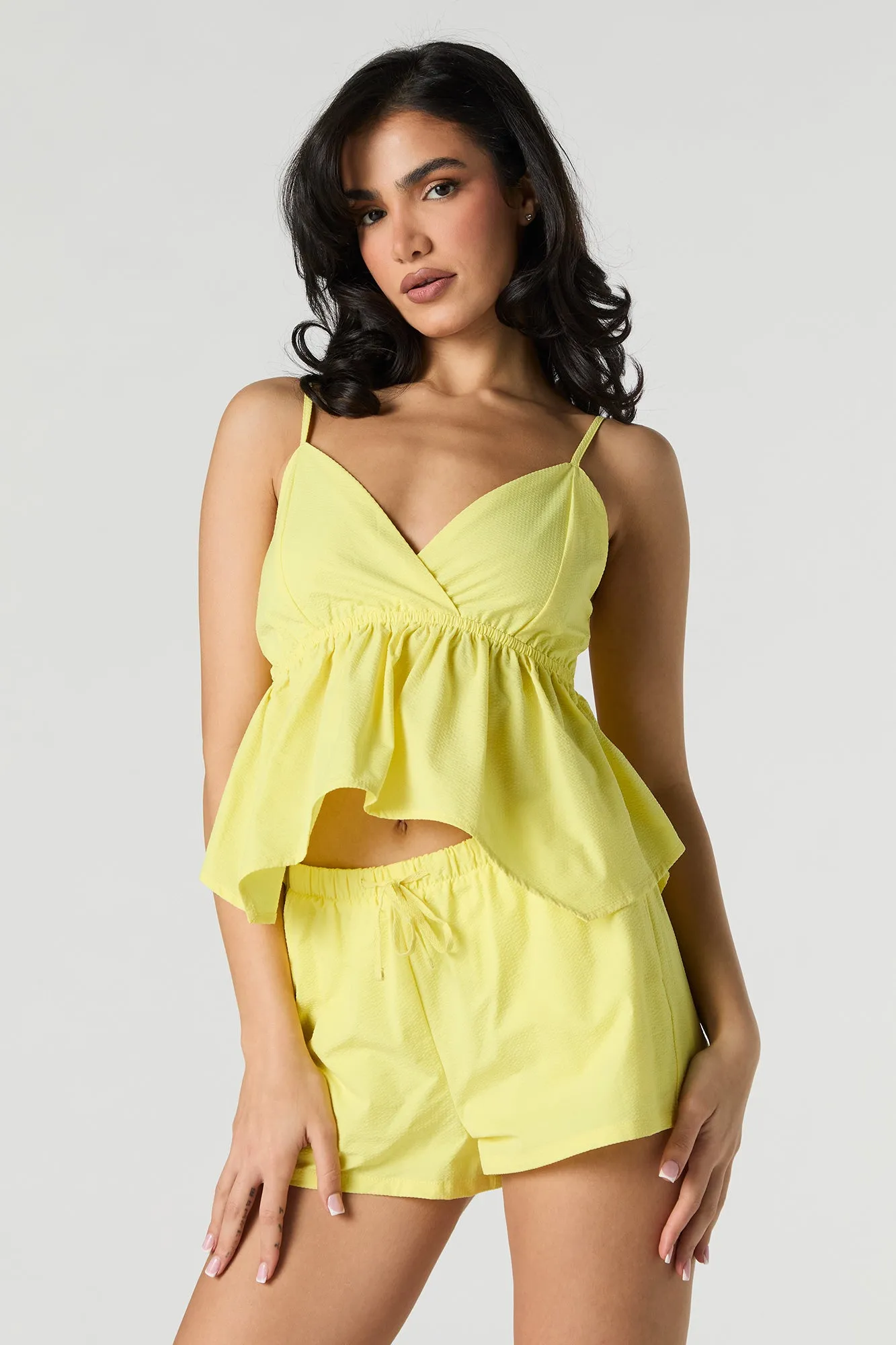 Textured Surplice Babydoll Cami