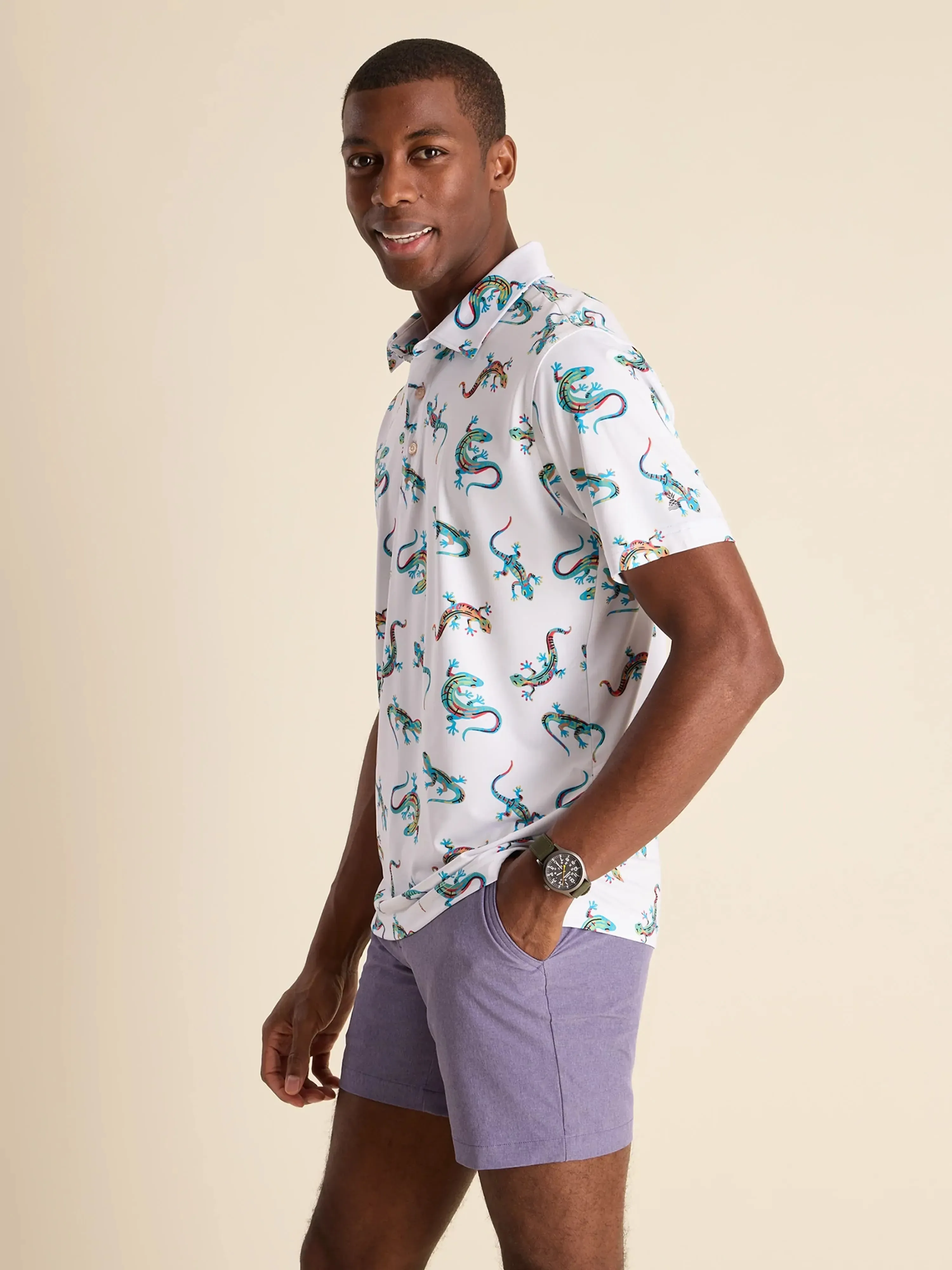 The Blizzard O' Lizard (Performance Polo) - White