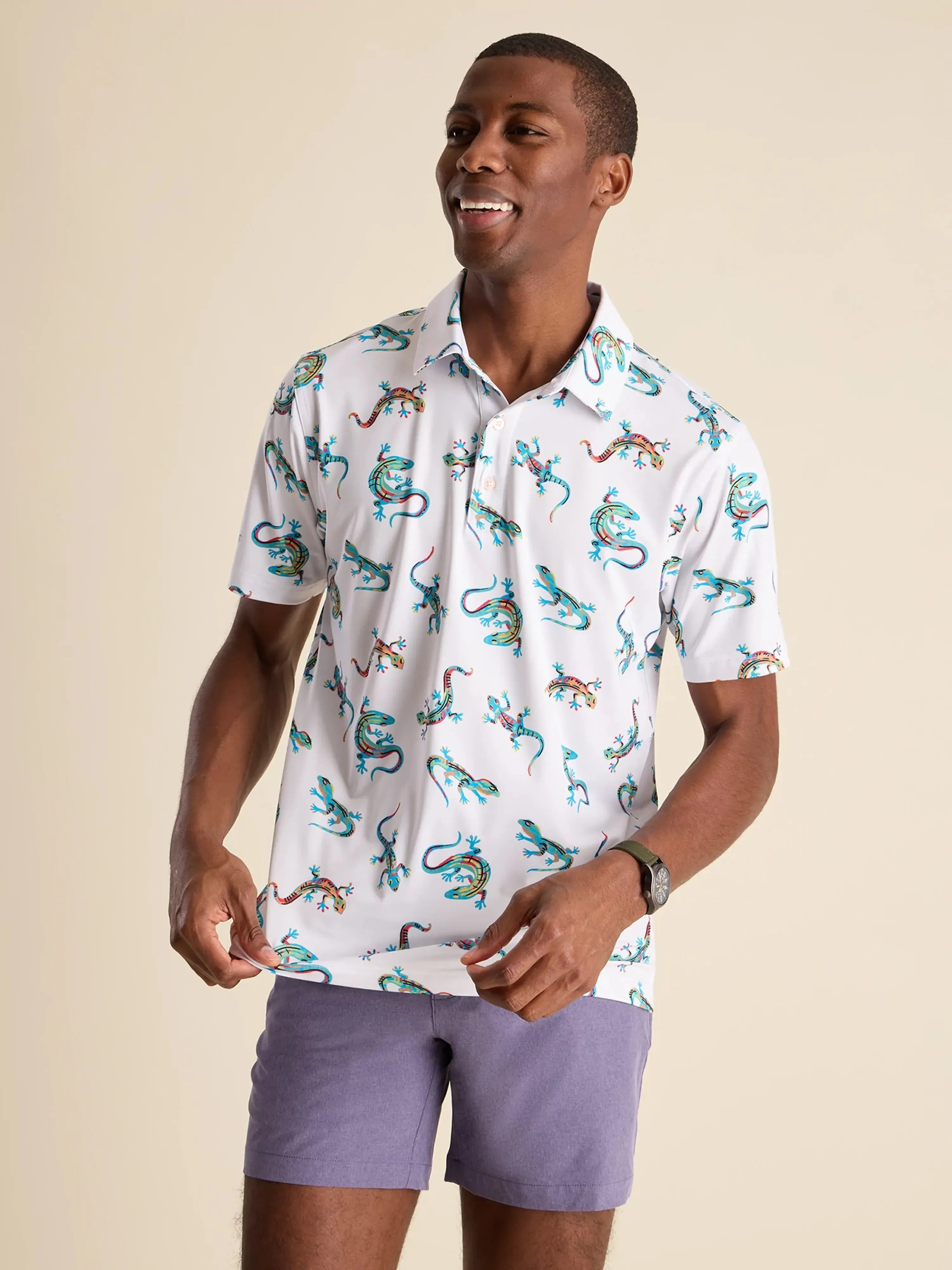 The Blizzard O' Lizard (Performance Polo) - White