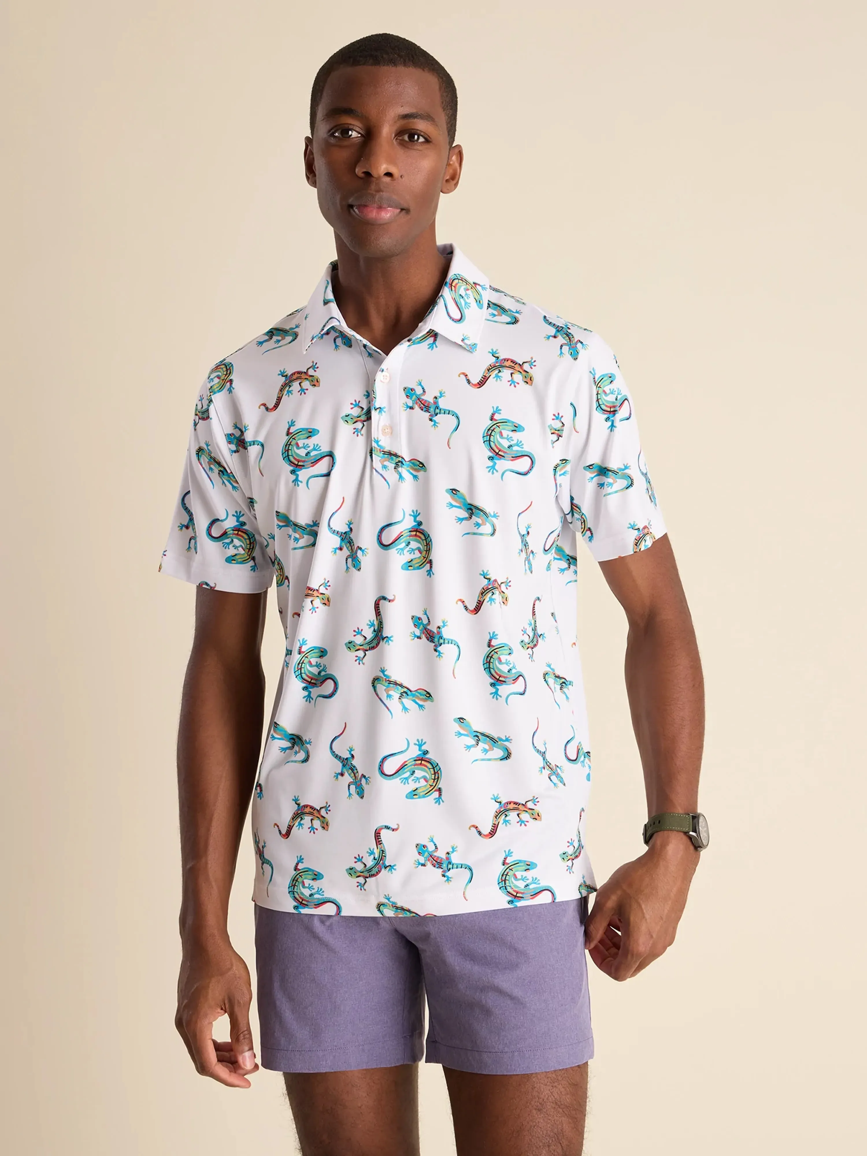 The Blizzard O' Lizard (Performance Polo) - White