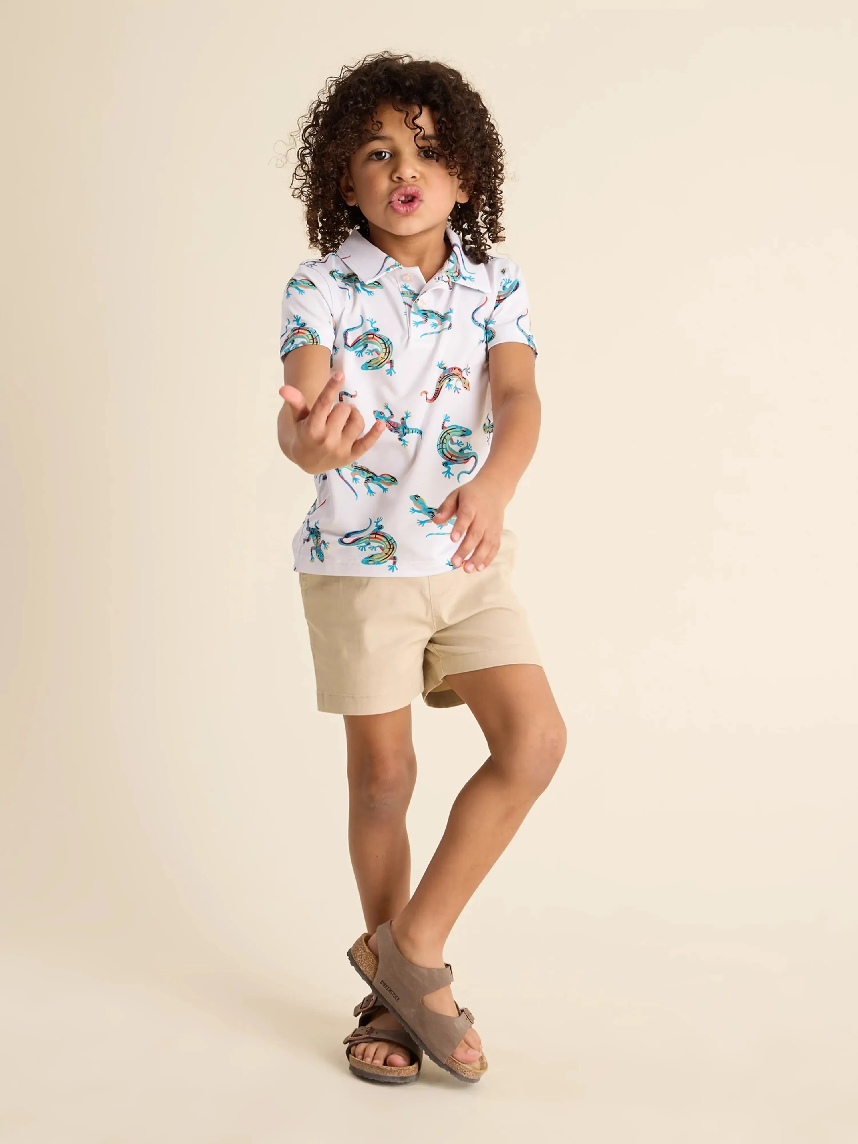 The Lil Blizzard O" Lizards (Toddler Performance Polo) - White