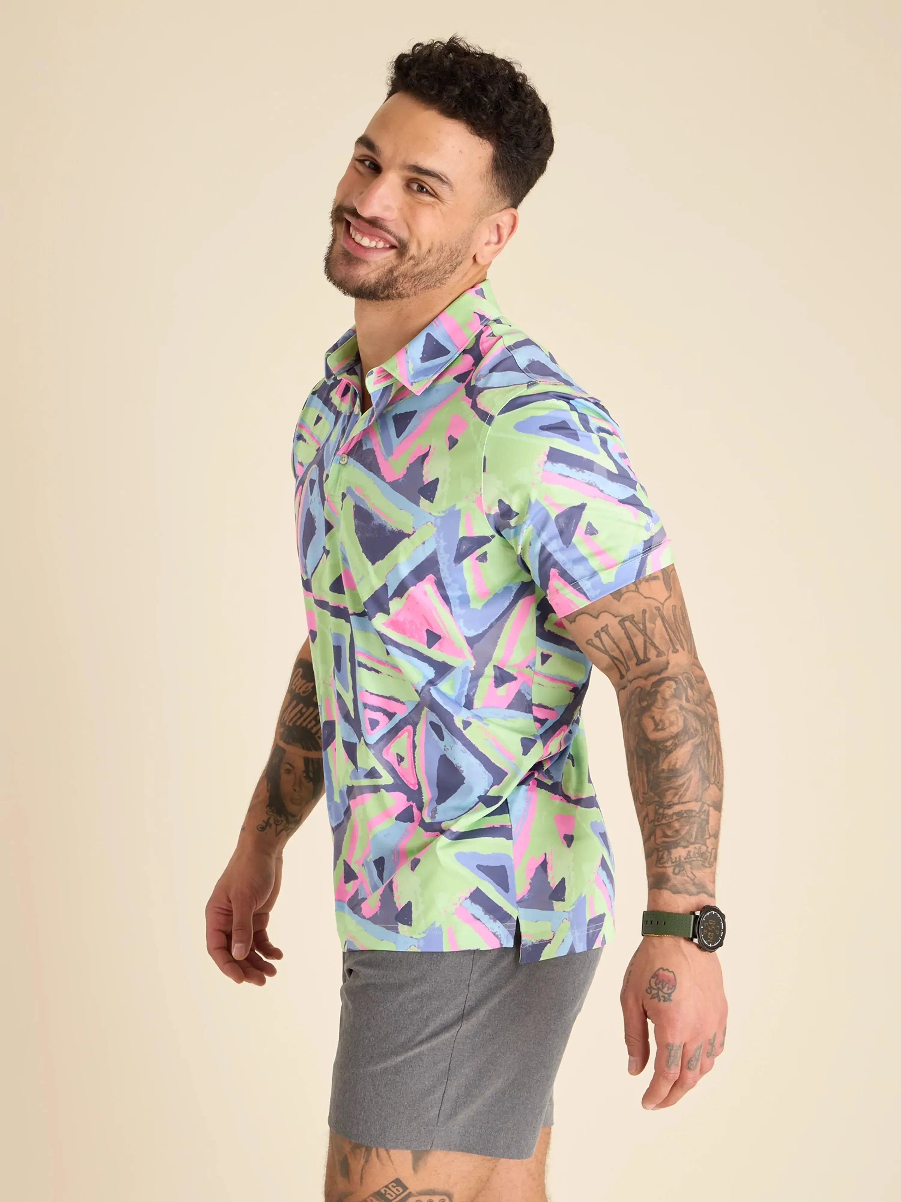 The Retro Exploding Nacho (Performance Polo) - Green