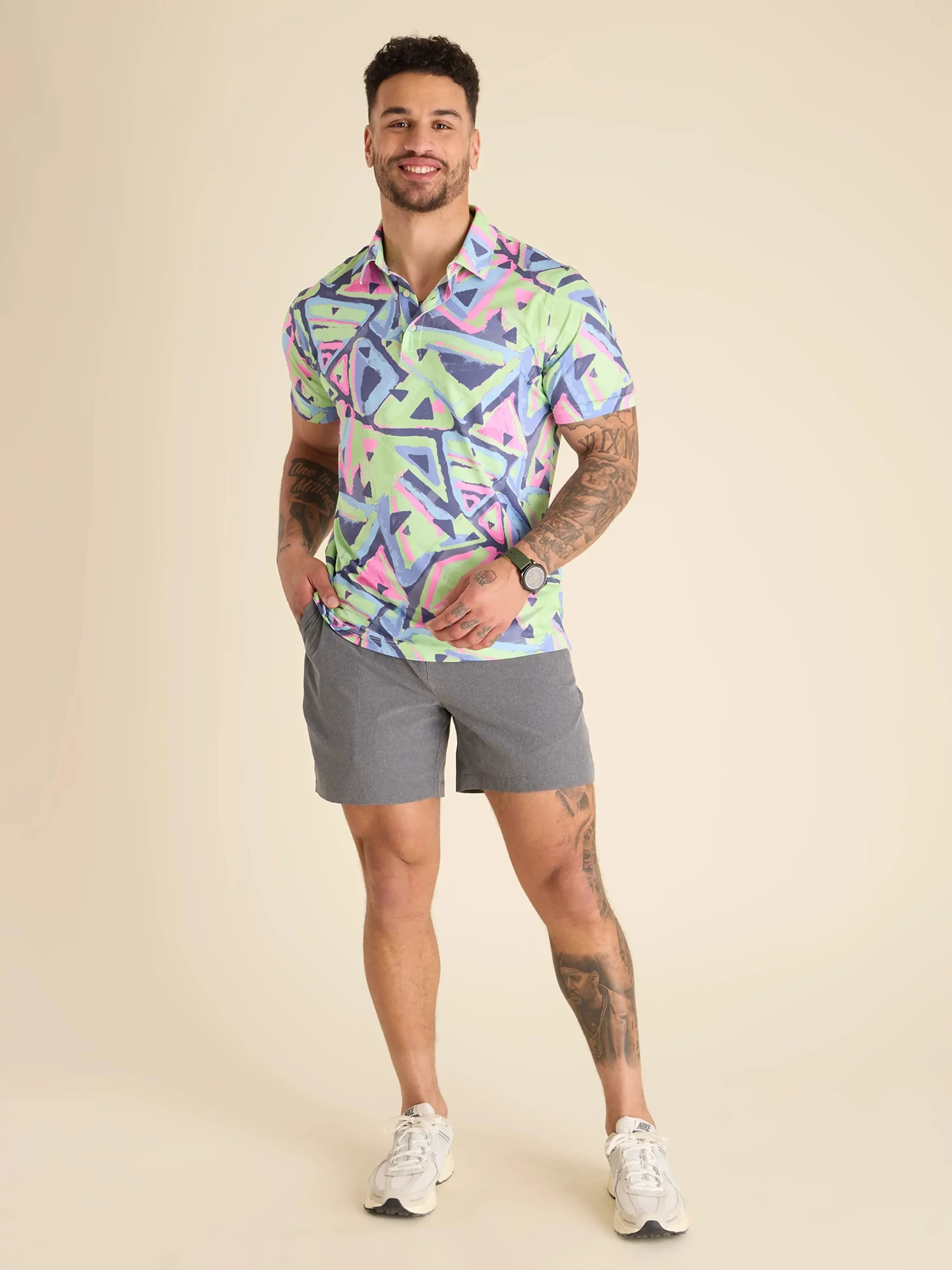 The Retro Exploding Nacho (Performance Polo) - Green